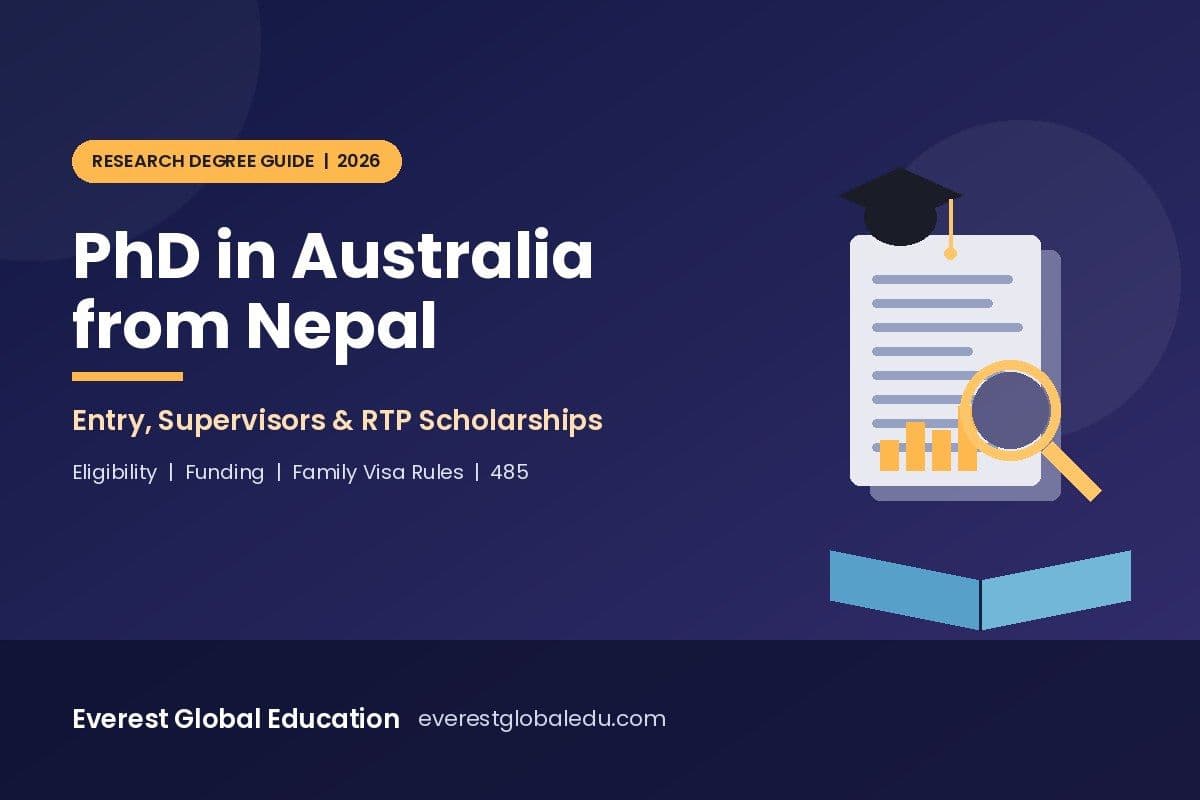PhD in Australia from Nepal: Entry Requirements, Supervisors, RTP Scholarships & Family Rules (2026 Guide)